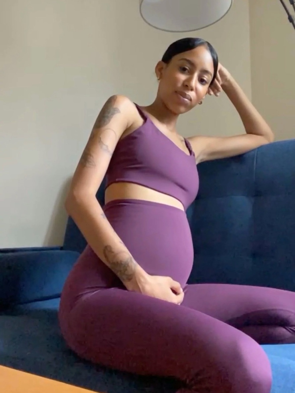 Girlfriend Collective Maternity High-Waist Leggings - Plum